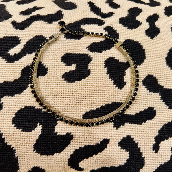 D8-Vintage Signed WEISS Gold Mesh & Black Rhinestone Necklace & Bracelet Set - Picture 8 of 10